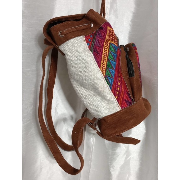 Southwest Embroidered Rainbow colored mini Backpack suede Bag - Picture 4 of 6